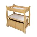 Natural Sleigh-Style Changing Table with Rolling Storage Cart