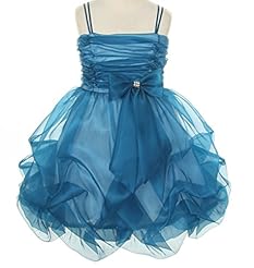 Girls Organza Gathered Spaghetti Strap Short  Dress