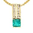 14K Yellow Gold Emerald and Diamond Pendant