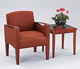 IMAGE OF Fabric Guest Chair with End Table Perk Auburn Fabric/Medium Finish