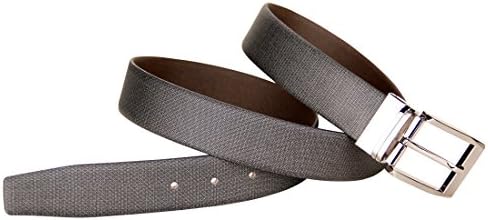 Goopash Textured Gray Brown Leather Reversible Formal Belt for Men (38)