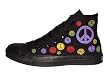 Chuck Taylor All Star Hi Top Custom Black Monochrome Peace Hand Painted