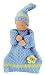 Doll with flat knitted body blue