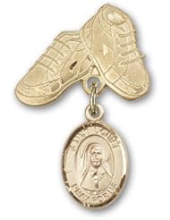 Gold Filled Baby Badge with St. Louise de Marillac Charm and Baby Boots Pin
