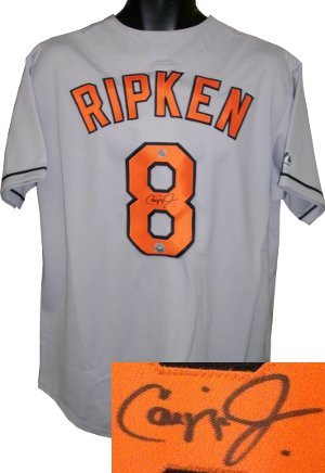 Cal Ripken, Jr. signed Baltimore Orioles Majestic Gray Jersey- Ripken/MLB Holograms