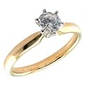1/5 Carat Round Diamond Solitaire Ring in 14K Yellow Gold