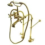 Vintage 7 center free standing floor mount claw foot tub filler and shower mixer features