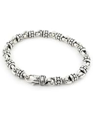 Twisted Blade Silver Large Studded Link 9 Inches Bracelet