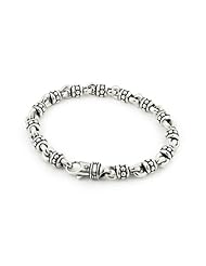 Twisted Blade Silver Large Studded Link 7 Inches Bracelet