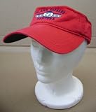 Red Visor with ISLAND PACKERS CA VENTURA embroidered in Navy Blue on the front / has velcro head adjustment / manufactured by OURAY Sportswear
