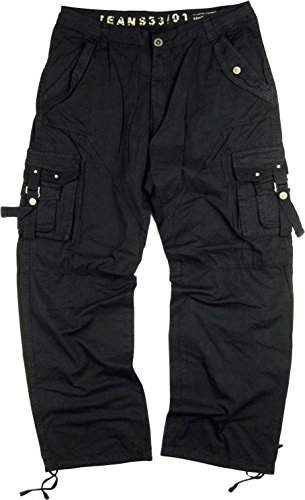 Men's Military-Style Cargo Pants 40x32 Black Color #A8