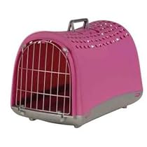 SMALL PINK PLASTIC PET CARRIER SMALL ANIMAL CATS PETS