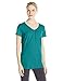 Hanes Women's Shirred V-Neck T-Shirt, Voyage Teal, Medium