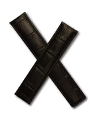 WSW Black Alligator-style leather watchband to fit TAG Heuer Monza models