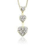 10k Yellow Gold Diamond Triple Heart Pendant (1/10 cttw, J-K Color, I2-I3 Clarity)