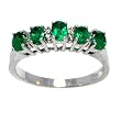 14K White Gold Emerald and Diamond Ring
