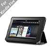 Acase Kindle Fire Deluxe Slim Leather Case Folio with built-in Stand for for Kindle Fire Full Color 7" Multi-touch Display, Wifi (Black)