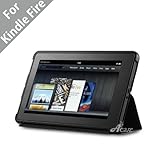 Acase(TM) Kindle Fire Deluxe Lightweight MicroShell Case Folio with built-in Stand for Kindle Fire Full Color 7" Multi-touch Display, Wifi (Black)