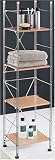 Natural FInish & Chrome Bathroom Towel Tower Storage Shelves