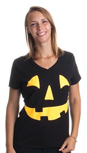 Glow in Dark Jack O' Lantern | Halloween Pumpkin Costume Ladies' V-neck T-shirt