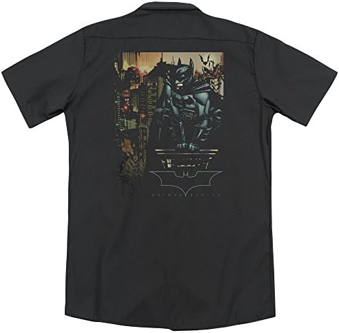 Batman Begins Waiting (Back Print) Mens Work Shirt BLACK MD