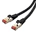 IBRA® 6 Feet CAT 7 RJ45 Ethernet LAN Network Cable CAT7 (Advanced) / 10Gbps 600MHz / S/STP Molded Network/Gold Plated Plug STP Wires/Ethernet Patch LAN Router Modem/Black Round