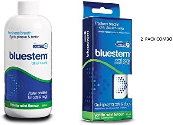 Bluestem Vanilla Mint Flavor Pet Dental Rinse- Removes plaque and tartar (2 pack combo- Spray and Dental Wash included)