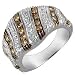 Forzieri 18K Gold White & Champagne Diamond Ring USA 6.5 | UK M | IT 12