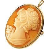 14K Yellow Gold Cornelian Shell Cameo Brooch/Pendant