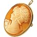 Jewelry : 14K Yellow Gold Cornelian Shell Cameo Brooch/Pendant