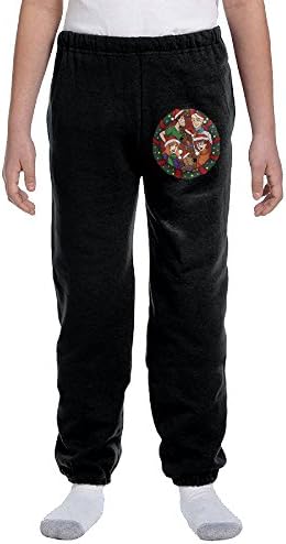 Doopant Youth Sweatpants Jogger Pants Without Pockets-Scooby Doo Christmas Black