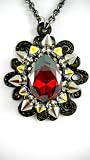 Rocker Jewelry Red Magma Crystal Drop Pendant Crystal Spikes