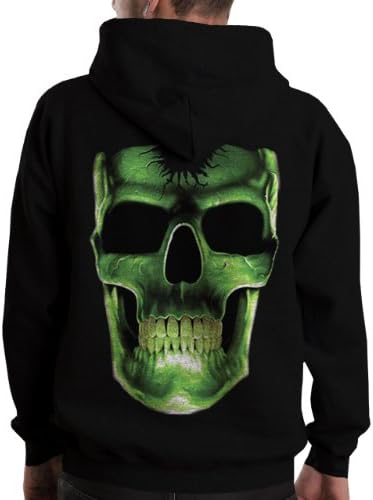Wellcoda | Glowing Skeleton Skull Face Men's Hoodie NEW Black XL