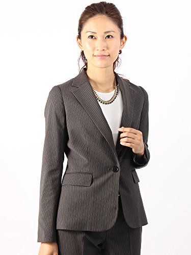 (ザ・スーツカンパニー) ウォッシャブル/マイクロギャバストレッチ ストライプ柄ジャケット ミディアムグレー×ホワイト