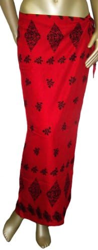 Womens 'Black Roses' Red Sarong Wrap - One Size Fits All