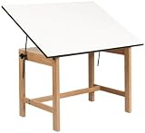 Titan Natural Finish Oak Office Height Drafting Table Top Size: 36  x 48 