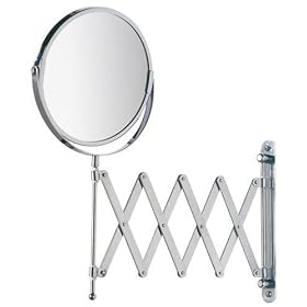 Exclusive Telescopic Cosmetic Wall Mirror, chrome, 3-x magnification