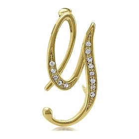Gold Tone Initial Letter Brooch Pin - G - Ideal Gift For Anniversary, Engagement, Wedding, Birthday, Romantic For Her