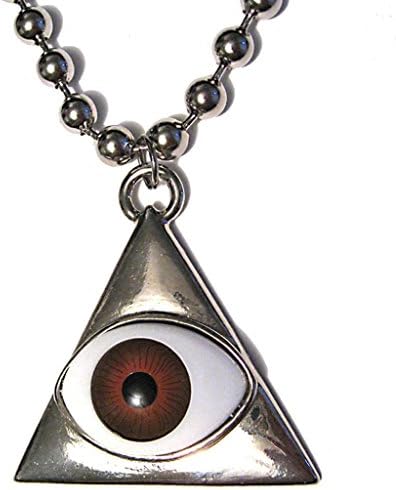 Pyramid All Seeing Eye Pendant 18" Ball-Chain Silver Plated Necklace