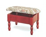 All new item Cherry finish foot stool with hideaway storage and embroidered cushion