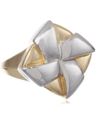 Bronze and 18k Yellow Gold Plated Two-Tone Woven Knot Ring, Size 7