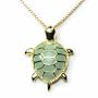 Gold Plated Sterling Silver Green Chinese Jade Turtle Pendant