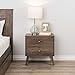Prepac Milo Mid Century Modern 2 Drawer Nightstand in Drifted Gray