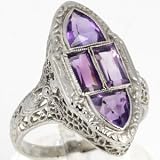 14K White Gold Amethyst Ring - OldCities Edwardian Jewelry