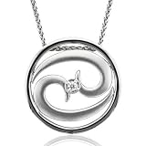 Zodiac Sign Cancer Silver Diamond Pendant Necklace (HI, I1-I2, 0.05 carat)