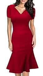 V-neck Cocktail Knee Length Summer Cap Sleeves Flared-Skirt Mermaid Fitted Stretchy  Colorblocking Lace Vintage Bodycon Dress/Skater Dress/Club Dress/Evening Dress/Bridesmaid Dress/Prom Dress/Wedding 