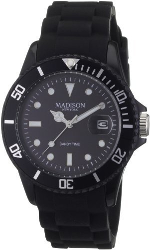 Madison New York Unisex-Armbanduhr Candy Time Analog Silikon schwarz U4167A2