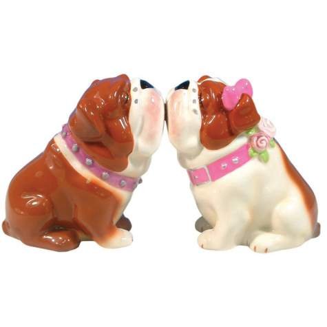 Kissing Bulldogs Dogs Salt & Pepper Shakers S/P Set