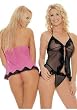 2Pc Mesh Babydoll With Sequined Lace Trim, Includes G-String by Leg avenue
