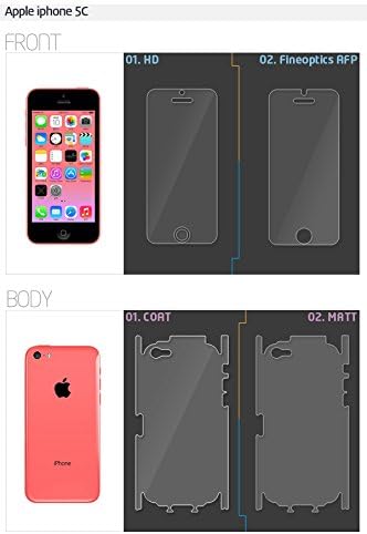 Mobileshield Fine opticsTM High-Definition Anti Fingerprint Screen Protector &amp; 3M Blue Label Protection Film for iPhone 5C (Made in Korea)